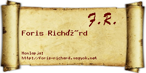Foris Richárd névjegykártya